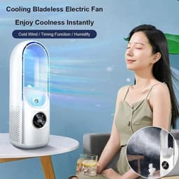 Mini-desktopluchtkoeler - Draagbare mini-airconditioner - Ventilator met 6 snelheden - Koel- en bevochtigingsventilator voor op kantoor - Compact en draagbaar - Stille werking - Geen slang of afvoerbuis nodig - Blauw — thumbnail 3
