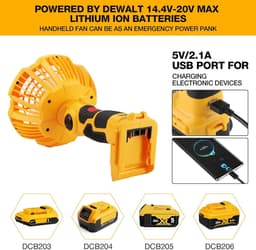 Dewalt 18V Li-ion draagbare outdoor campingventilator met LED-verlichting, afstandsbediening, 4-uurs timer, USB-oplaadfunctie, voor kantoor, tent, stille tafelventilator — thumbnail 3