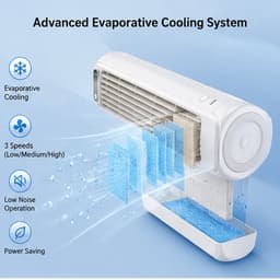VHV Premium Aircooler Muurmontage - Zonder Boren Ventilator - Energiezuinige Koeler met Drie Snelheden - Draagbare Mobiele Airco Cooler voor Slaapkamer, Keuken en Badkamer - Compacte Wandventilator met Geavanceerde Waterkoeling - wit — thumbnail 5
