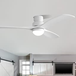 Plafondventilator Met Lamp - 3 Hout Bladen - Ø 52 inch - Dimbare lamp - Met Afstandsbediening - 6 ventilatorstanden - Geluidsarme werking - LED's Light - Wit — thumbnail 4