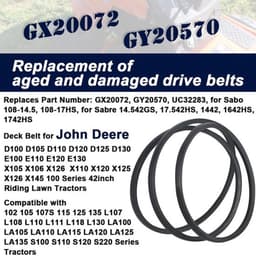 Grasmaaier Riem Vervanging - Onderdeelnummer GX20072/GY20570 - Geschikt voor John Deere 42" - 100/ D100/ E100/ L100/ LA100 Serie - Hoogwaardige Materiaalcombinatie - Maaier — thumbnail 3