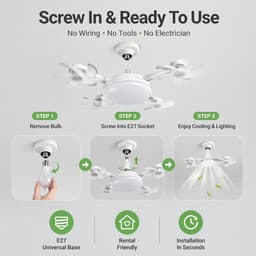 KZQ 4-kops drone plafondventilator met LED 50W - 3 snelheden en dimbaar 3 kleurstanden - Ultra-stil voor slaapkamer woonkamer en kantoor - Wit — thumbnail 4