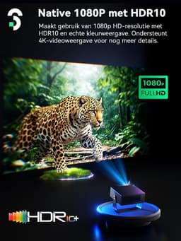 Mini beamer 4K met WiFi en Bluetooth, Smart projector met autofocus, keystone correctie en Full HD 1080P resolutie — thumbnail 5