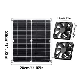 Ventilator - Afzuigventilator - Zonne-energie Ventilator - Ventilatie Voor Kassen - 12W Paneel - 2 Stuks - 280x280 mm - Waterdicht IP65 - Voor Kippenhok Schuur en Kas - Buitenlucht — thumbnail 3