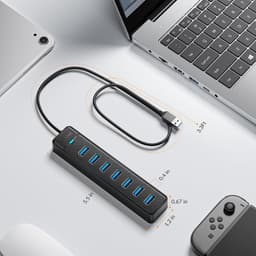 USB Hub - Poorten Uitbreider - Extra Apparaten - Snelle Dataoverdracht - 7 Poorten - Zwart — thumbnail 5