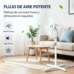 House Of Atelier - Staande Ventilator - Statiefventilator - Vloerventilator - Verstelbare Hoogte - 3 Standen - 40 cm - Wit — thumbnail 4