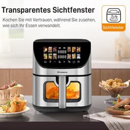 Heteluchtfriteuse - Gezonde friteuse - Snelle maaltijden - Kijkvenster - 9 liter - Zwart — thumbnail 4
