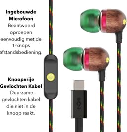 House of Marley Smile Jamaica USB C Oortjes met draad - Bedrade Oordopjes - Met Microfoon en 1knopsbediening - Eco Friendly Design - 9 mm Drivers - Knoopvrije Kabel - Rasta — thumbnail 4