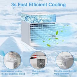 Mini draagbare airconditioner, stille draagbare airconditioner, mini luchtkoelventilator met zacht nachtlampje — thumbnail 2