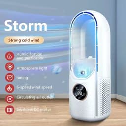Draagbare airconditioner - Verdampingskoeler - Ventilator - Zes snelheden - Luchtverfrisser - Luchtbevochtiger - Stille werking - Gebroken wit — thumbnail 3