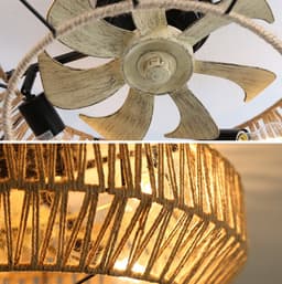 STILVORA Ventilator – Plafondventilator Met Verlichting 56 Cm – ABS Met Metaal En Rotanlook – Rattan – 6 Snelheden Met Afstandsbediening — thumbnail 2