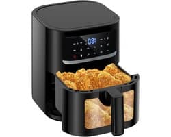 Heteluchtfriteuse - Airfryer Frituurpan - Gezond Frituren - Met Venster - 7 Liter - Zwart