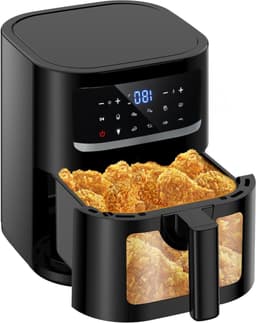 Heteluchtfriteuse - Airfryer Frituurpan - Gezond Frituren - Met Venster - 7 Liter - Zwart — thumbnail 1