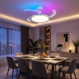 3 Blad Plafondventilator - LED Ventilator - Smart Lamp - 6 Snelheden - Bedienbaar Met Afstandsbediening & APP - 105 cm - RGB - Plafondventilatorlamp — thumbnail 4