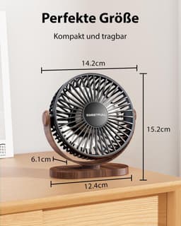 Tafelventilator Stil Bureauventilator 3 Snelheden Verstelbare Kantelhoek Compact USB Aangedreven Zwart — thumbnail 5