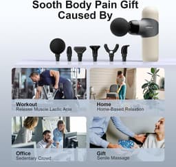 Thijox - Mini Massagepistool Draagbaar Diepe Weefsel Percussie Spiermassager met 6 Verwisselbare Massagekoppen en 4 Snelheden, Ideaal voor Sport, Onts — thumbnail 5
