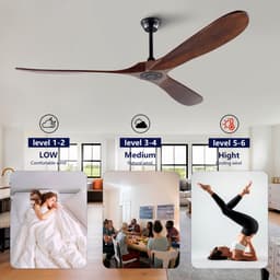 HAUSS SPOLE Ventilator – 70 Inch Zonder Verlichting – Metaal En Hout – Zwart En Donker Walnoot – Plafondventilator Met Afstandsbediening — thumbnail 3