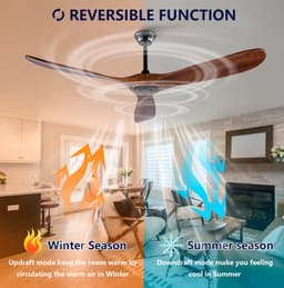 HAUSS SPOLE Ventilator – 152,4 cm – Zonder Verlichting Met 6 Snelheden – Metaal En Hout – Zwart En Donker Walnoot – Voor Woonkamer En Terras — thumbnail 2