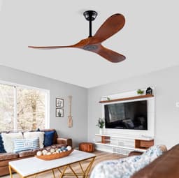 HAUSS SPOLE Ventilator – 52 Inch Plafondventilator Met 3 Houten Bladen En Afstandsbediening – 132,08 Cm – Metaal En Hout – Zwart En Donker Walnoot – Voor Woonkamer Slaapkamer En Overdekt Terras — thumbnail 1