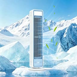 Casa Living Oplaadbare Ventilator - Torenventilator - Draagbaar - Draadloos - 35,5CM Hoog - 3 Snelheden - 3600 mAh Accu - Wit — thumbnail 3