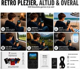FivesquareNL Retro Handheld Game Console – 400 Spellen – USB Oplaadbaar – 2.4 Inch Kleurenscherm – Draagbare Spelcomputer voor Kinderen & Volwassenen – Zwart — thumbnail 3
