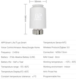 Slimme Thermostaatkraan - Radiator Bediening - Energie Besparen - App en Spraakbediening - 4 Stuks - Wit — thumbnail 5