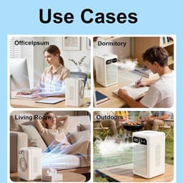 Draagbare airco met luchtbevochtiger – Persoonlijke verdampingskoeler met ventilator, timer, nevelstand, fluisterstille werking en oplaadbare accu (wit) – Geschikt voor slaapkamer, kantoor en camping — thumbnail 3