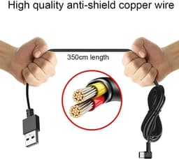 SnelShoppen - Mini Dash Cam Oplaadkabel 11.5FT L Hoek Adapter, Compatibel met Alle Mini Dashcams en Spiegelcamera's, Ideaal voor Auto DVR en Rijregist — thumbnail 2