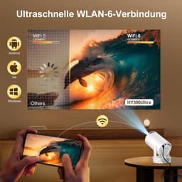 SnelShoppen - Portable Video Projector 2026 Mini Projector 4K Wi-Fi 6 Bluetooth 5.4 Android 14 180° Rotatable 12000 Lumens Home Cinema Wit — thumbnail 2