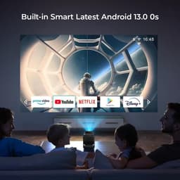 SnelShoppen - 1080P Full HD Mini Beamer Projector 4K 300ANSI Android 13 12000 Lumen WiFi 6 Bluetooth Trapeziumcorrectie USB HDMI voor Thuis Theater en — thumbnail 5