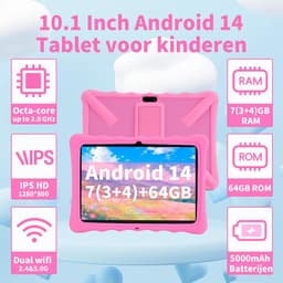 SnelShoppen - Veidoo Kids Tablet 10.1 inch - IPS Eye Care, 7GB RAM, 64GB ROM, Dual Camera, WiFi 6, Octa-Core, Kindertablet met Silicone Hoes - Perfect — thumbnail 2