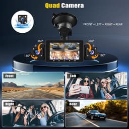 SnelShoppen - 4-kanaals auto dashcam met app, 360° voor- en achterzicht, interieurcamera, nachtzicht, loopopname, 24-uurs parkeerbewaking, G-sensor, p — thumbnail 2
