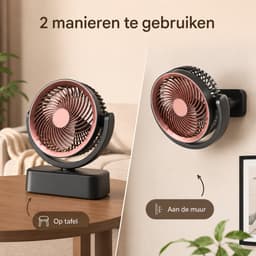 Ventilatoren- Oscillerende Tafelventilator met 6 Snelheden - Wandventilator voor Kantoor en Huis - Compacte en Stille Ventilator voor Slaapkamer en Camping — thumbnail 3