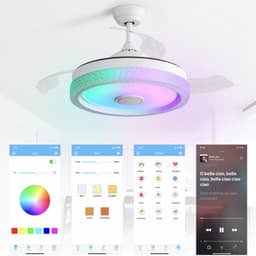 Plafondventilator - Ventilator Voor Woonkamer - Verstelbare 42 Inch Ventilator Met LED - Plafondlampventilator - DC Ventilator - Afstandsbedieningsventilator - Onzichtbare ABS Bladen Ventilator Met 32W Lamp — thumbnail 2