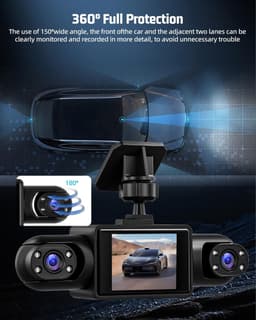 SnelShoppen - 4-kanaals Dashcam voor en Achter - 360 Graden Autocamera met 2 Inch Display, IR Nachtzicht, Loopopname, Bewegingsdetectie + 64 GB TF-kaa — thumbnail 3
