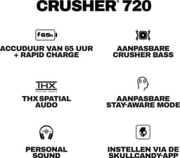 Skullcandy Crusher 720 Draadloze Koptelefoon Over Ear - 65 uur batterij - Voelbare Bas - Bluetooth 5.3 - THX Spatial Audio - Beige — thumbnail 2