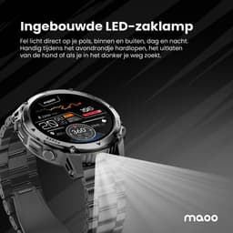 Maoo Titan GPS - GPS Smartwatch Heren - Rugged Sporthorloge - 1,46 inch - 3 Bandjes - Stappenteller - Hartslagmeter - Slaapmonitor - Belfunctie - LED Zaklamp - 100+ Sportmodi - Geschikt voor Android en iOS - Gun Metal — thumbnail 5