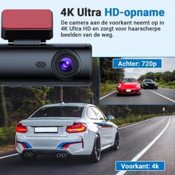 SnelShoppen - 4K Dashcam Auto - 3-in-1 Voor-en Achtercamera - WiFi & GPS - 3.5" Scherm - G-Sensor - Parkeerstand - Loopopname - 170° Breedhoeklens — thumbnail 4