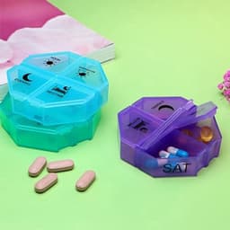 Haofy Medicijncontainer 28 compartimenten Verzegelde draagbare opbergdoos voor 7 dagen Handig medicijnbeheer voor dagelijks gebruik (transparant zeven kleuren) — thumbnail 5