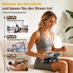 SnelShoppen - Massage Gun met 22 Koppen - Oplaadbare Spiermassage Gun - 9 Modi & 9 Niveaus - Perfect voor Thuis, Sport en Ontspanning — thumbnail 4