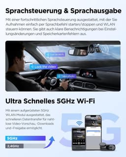 Dashcam voor auto - Zwart - 3-kanaals 2K + 2K + 1080p - Dual STARVIS 2 Sensoren met HDR en GPS - Met Spraakbesturing en Nachtzicht — thumbnail 3