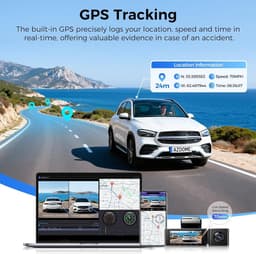 Dashcam voor auto - Zwart - 3,19 inch IPS-scherm - 4K + 2,5K Dual Camera met GPS en WiFi - Voorzien van Nachtzicht en Parkeermodus — thumbnail 5