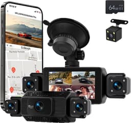 Dashcam voor auto - Zwart - 3 inch - 4-kanaals Full HD dashcam met wifi en nachtzicht - Voor uitgebreide voertuigbewaking — thumbnail 1