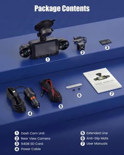 Dashcam voor auto - Zwart - 3 inch IPS-display - 4-kanaals 1080p Autocamera met Nachtzicht en G-sensor — thumbnail 3