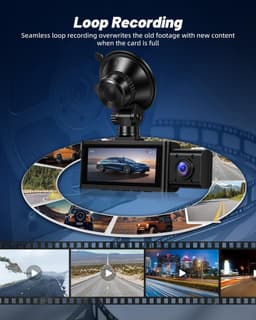 Dashcam voor auto - Zwart - 3,16 inch scherm - 2,5K Front, Binnen en Achtercamera - Met WiFi, GPS en Nachtzicht — thumbnail 5