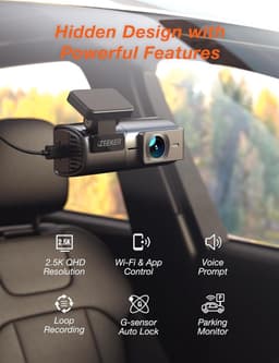 SnelShoppen - 2.5K QHD Dash Cam WiFi met WDR, G-Sensor, Loop Recording, Mini Dashcamera voor Auto, 24U Parkeerstand, Inclusief 32GB microSD-kaart en A — thumbnail 5
