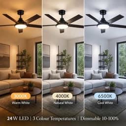 Stille plafondventilator met ledverlichting – 107 cm – 5 omkeerbare bladen – dimbare ledlamp van 18 W – 6 snelheden – zomer-/wintermodus – timer, geheugen, afstandsbediening – ideaal voor de woonkamer en de slaapkamer — thumbnail 4