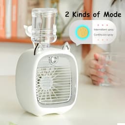 KZQ Oplaadbare Mini Usb Bureauventilator Met Luchtbevochtiger En Verneveling, Schattig Dierontwerp, Verstelbare Wind, Geel — thumbnail 4