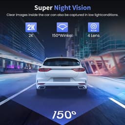 SnelShoppen - 4-Kanaals Dashcam met WiFi, 2K Voor en 1080P Achter, 360° Beveiligingscamera voor Auto met 64GB Kaart, G-Sensor, Nachtzicht, Parkeerbewa — thumbnail 3
