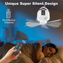Campingventilator – Oplaadbare USB Ventilator 5200 mAh – Met LED Licht en Ophanghaak – 3 Snelheden – Draagbare Tentventilator voor Camping, Auto, Kantoor en Thuis — thumbnail 3